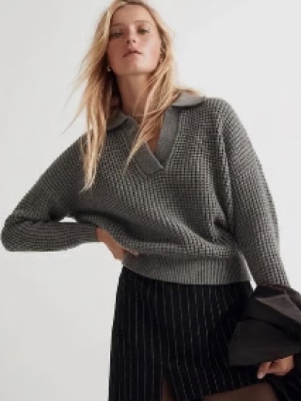 Madewell Waffle-Knit Henley Sweater